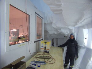 A legend from BAS in the Kohnen laboratories, cut into the ice. Amazing!