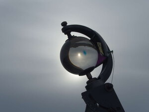 A Campbell-Stokes sphere, used for recording sunshine, at Novolazarevskaya.