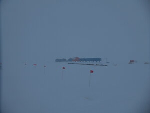 Windy weather around the station, recently raised above the scoop created from the winds over winter, which create sizeable windtails.