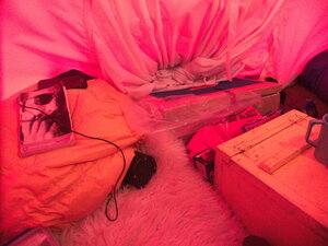 Minirig in session, with a good book. The doorway is also visible!
