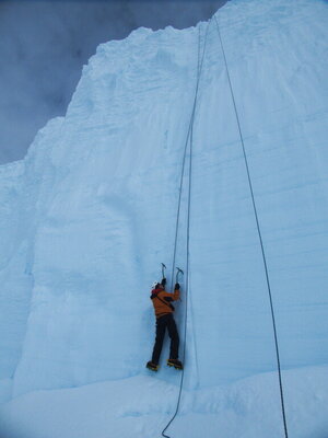 Our glaciologist and field guide (names available on request, they're both amazing) swapped position a couple of times. This made the journey back out of the crack look easy (it wasn't, but it WAS fun!)