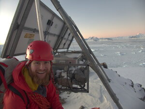 Checking the repeater batteries whilst out with the excellent Mountain Tom!