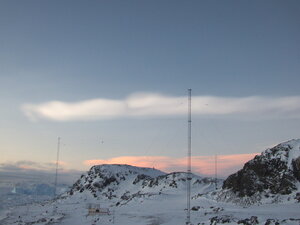 Interesting clouds looking out over the radar caboose to the North.