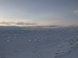 This shows the sea, completely frozen over. Awesome.